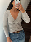 Grey Long Sleeve Wrap Top Size XS