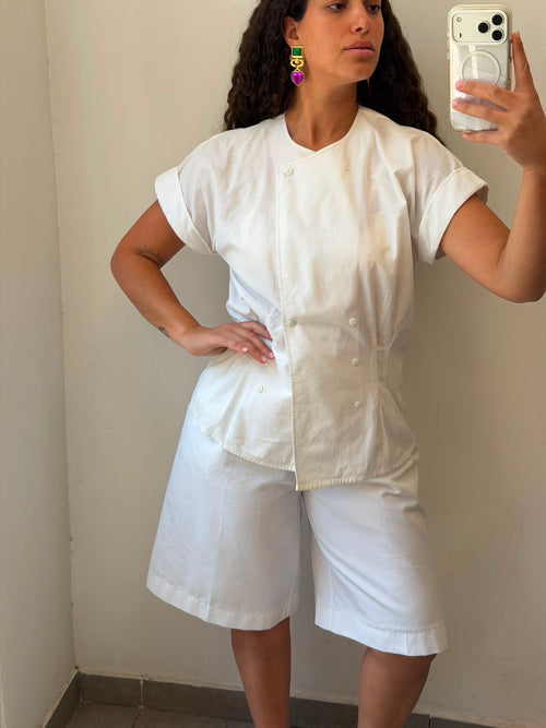 asymmetrical Botton-up shirt in white M