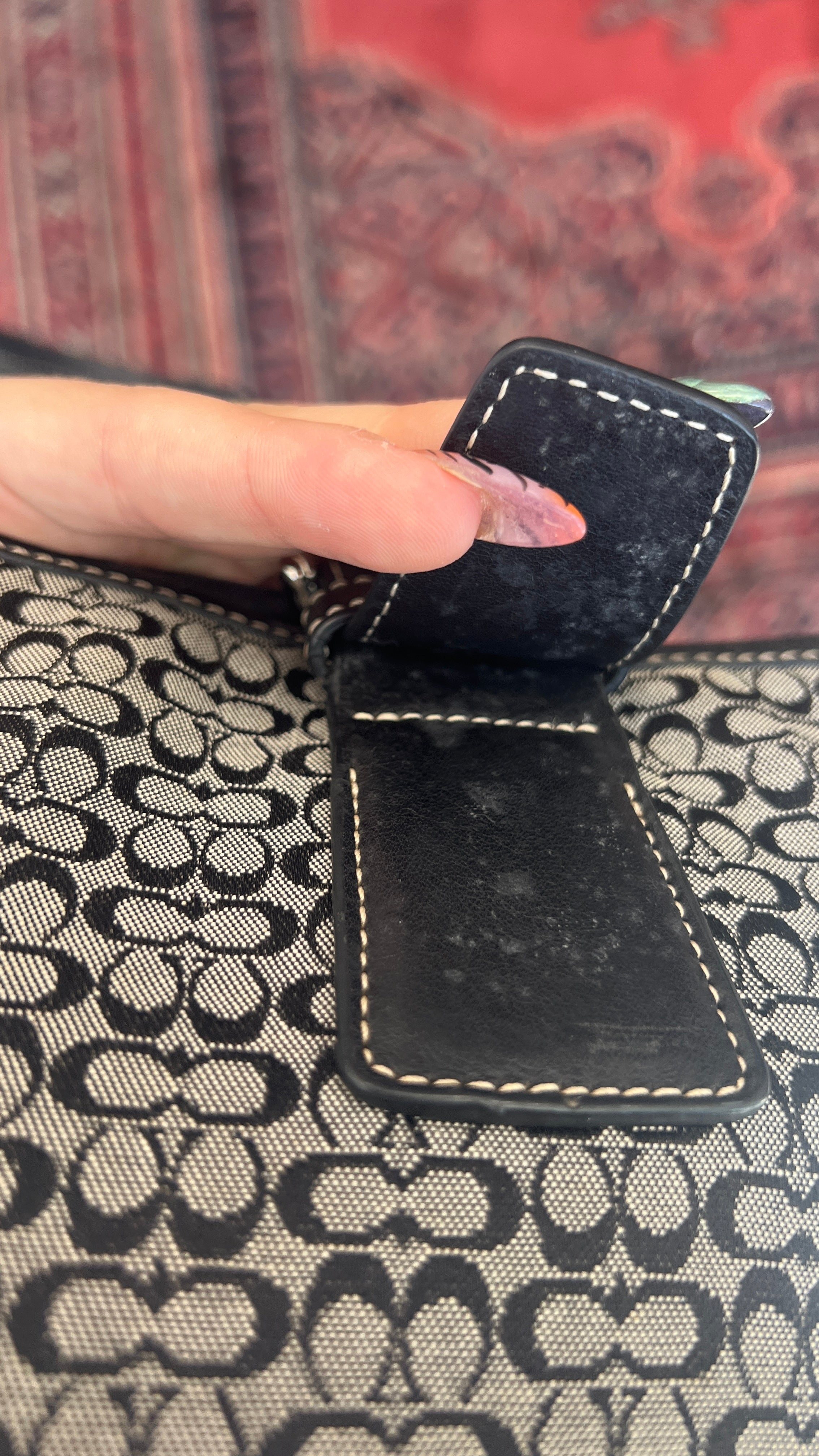 Coach Canvas Mini C Tote in Black-Grey Monogram