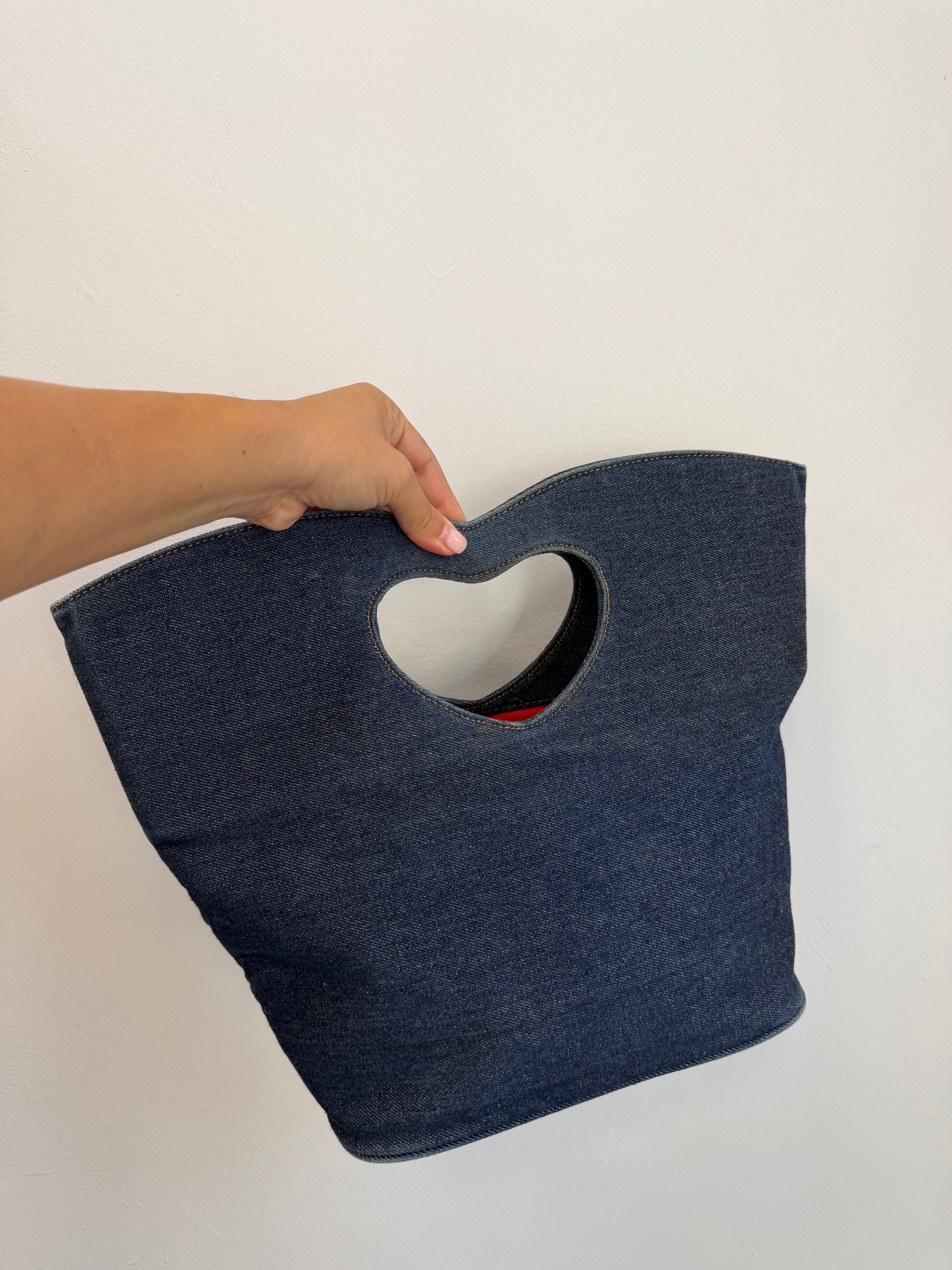 Denim Heart Clutch Bag
