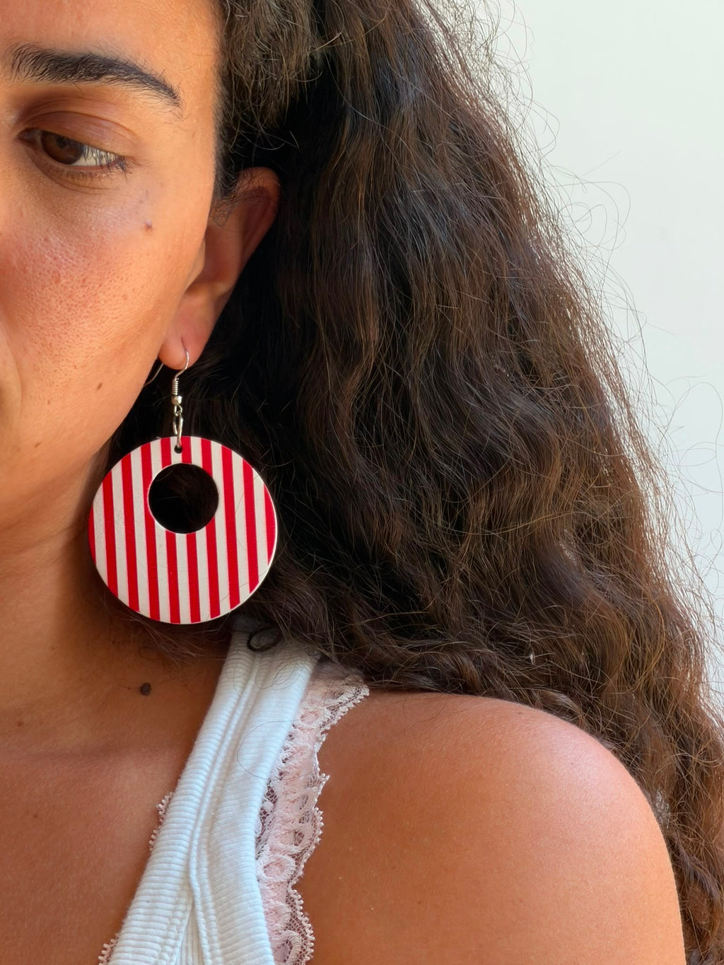 Striped Round Earrings