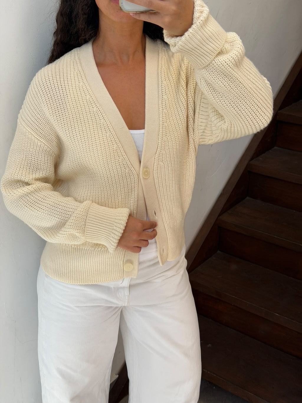 Cream Knit Cardigan Size L