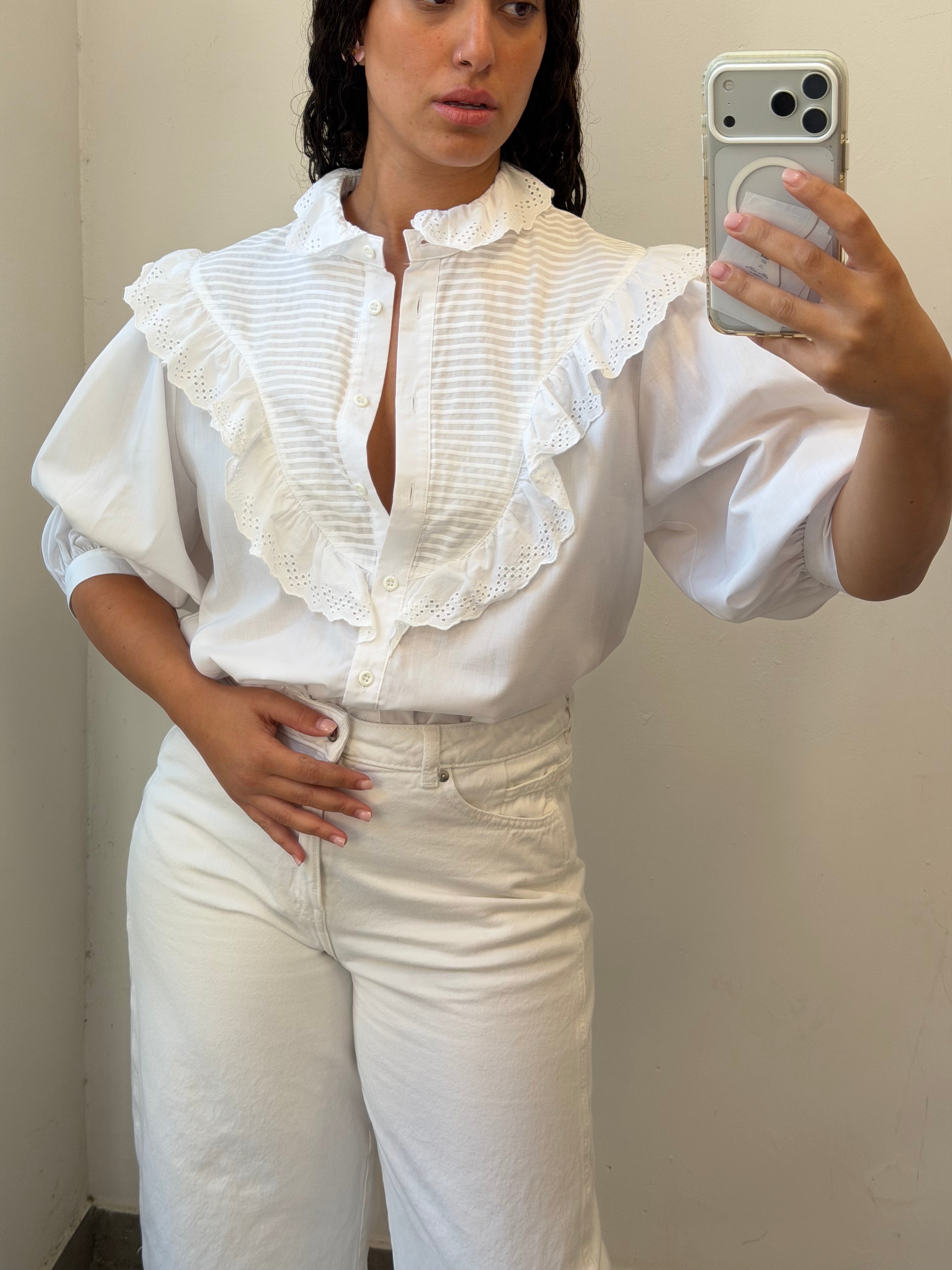 Romentic Botton-up shirt in white M