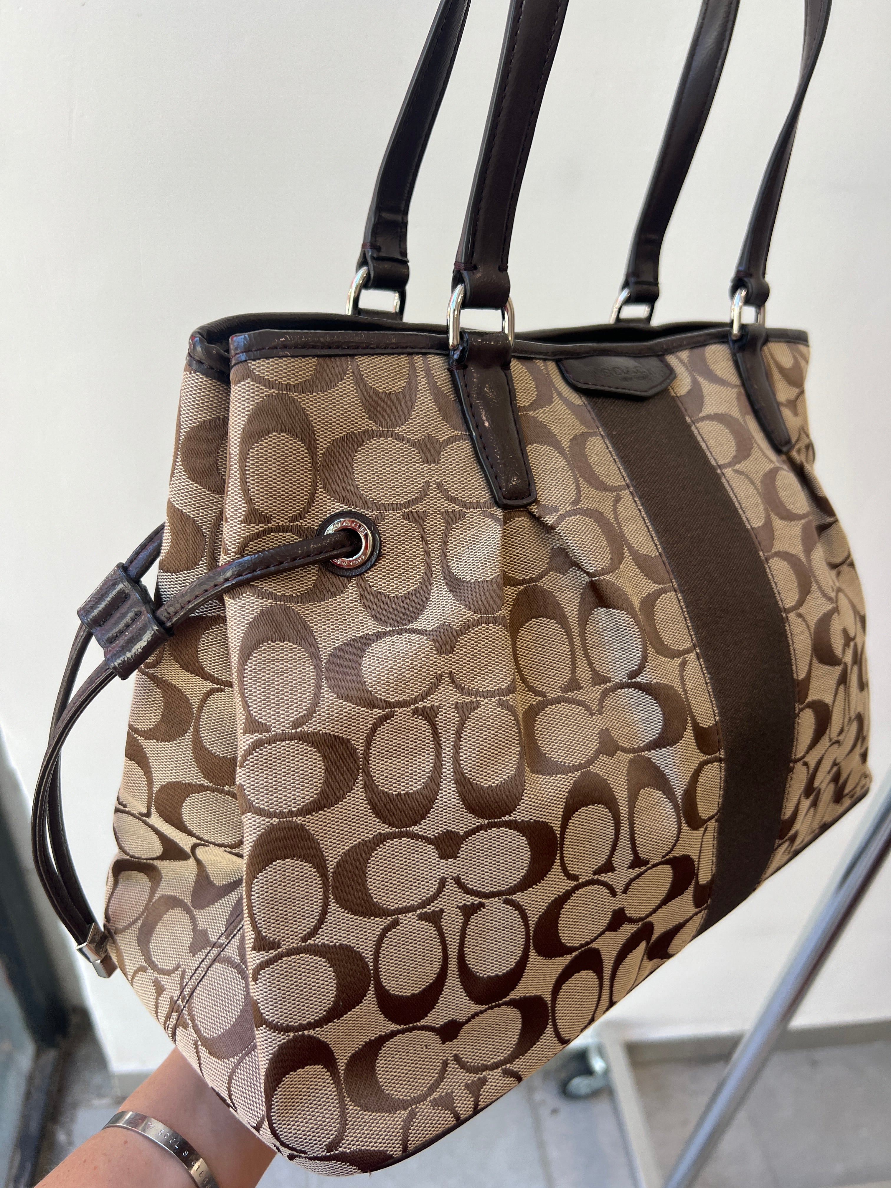Coach Signature Stripe Drawstring