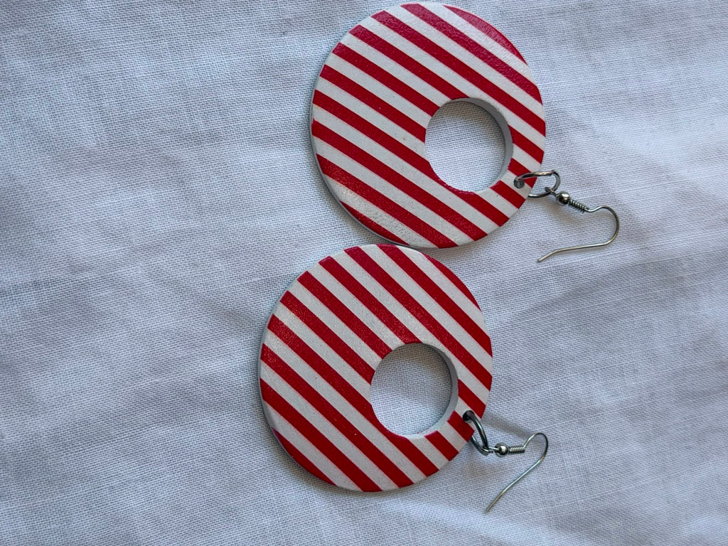 Striped Round Earrings