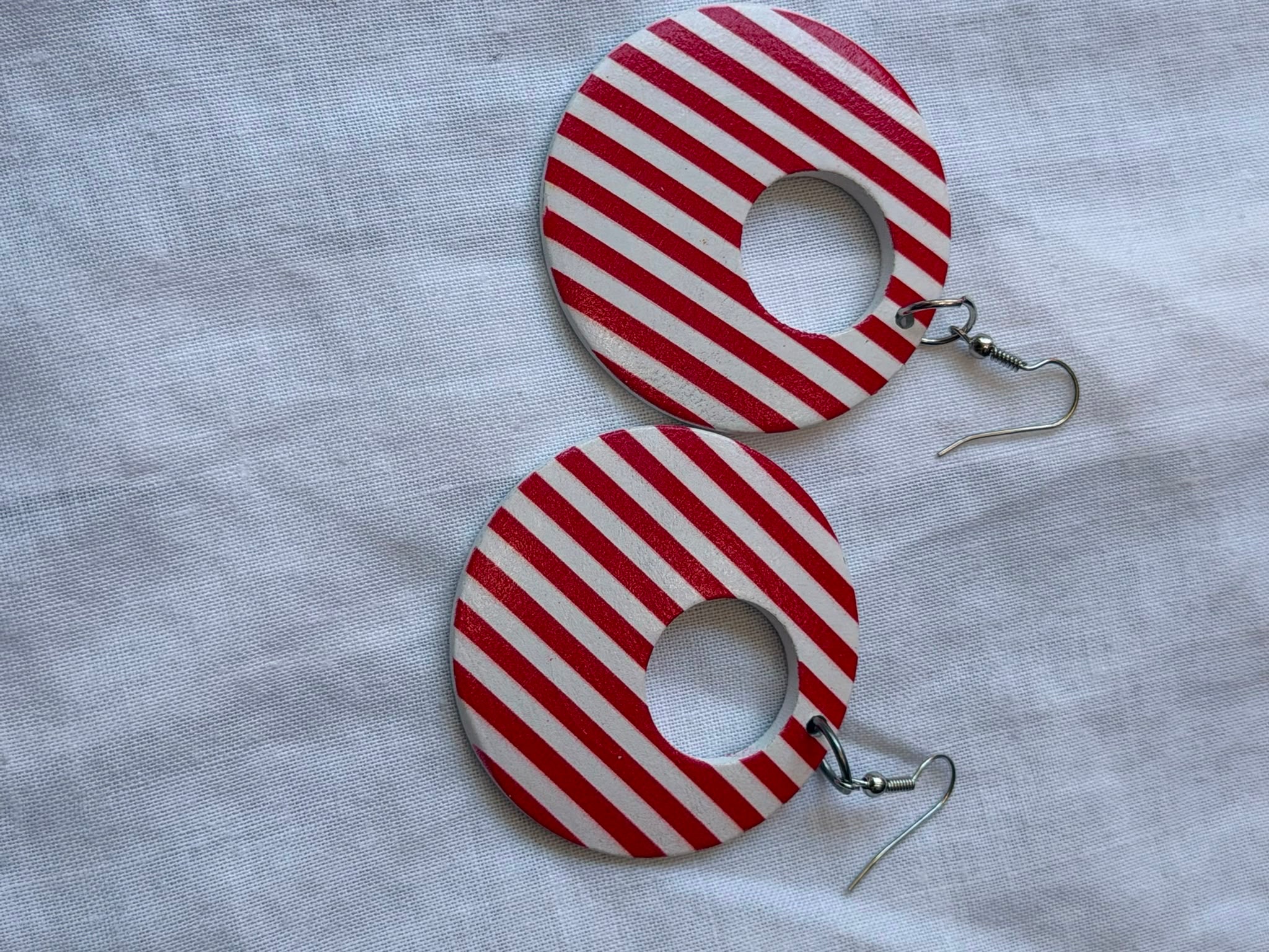 Striped Round Earrings