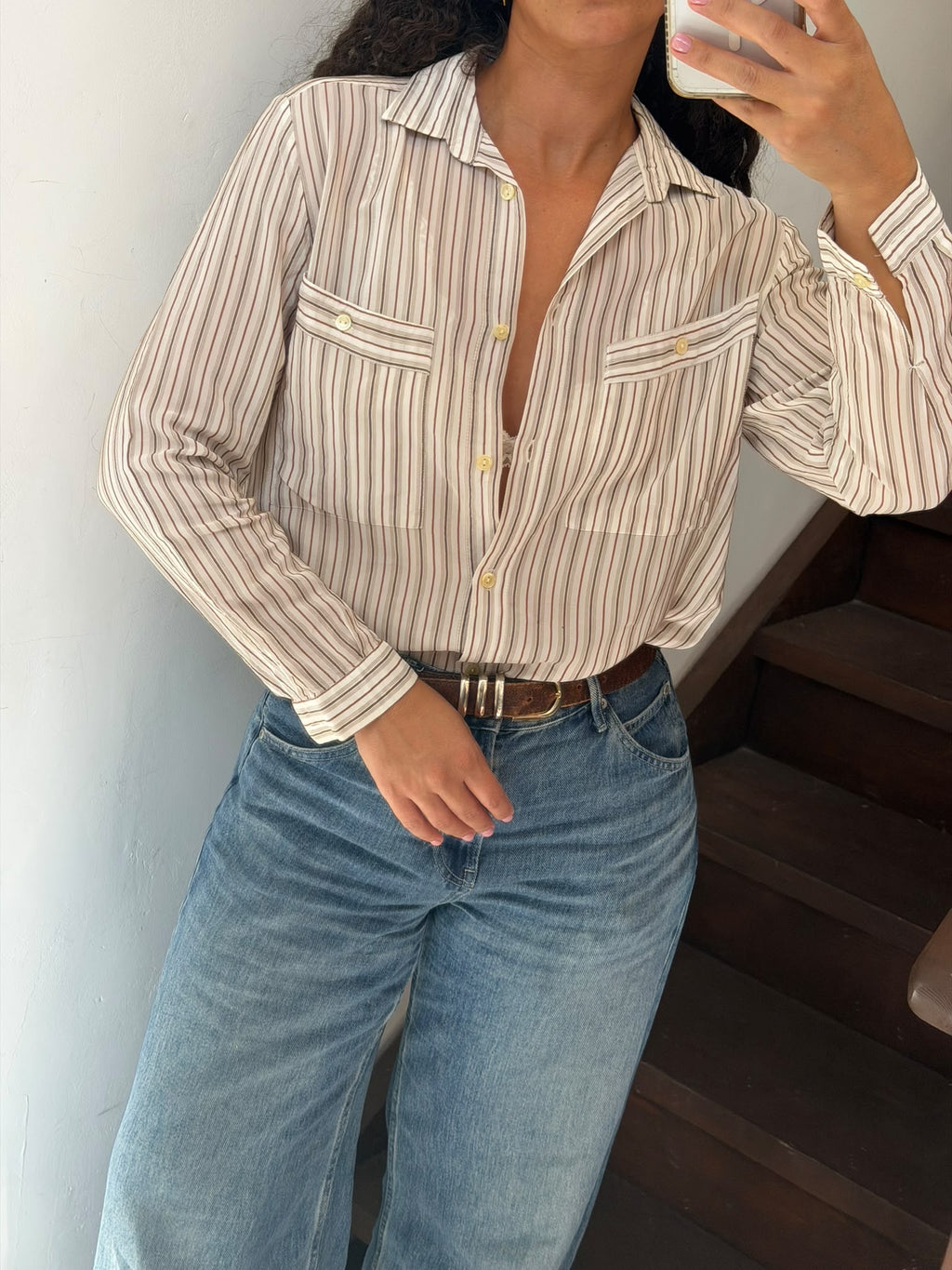 Striped Button Up Shirt Size M