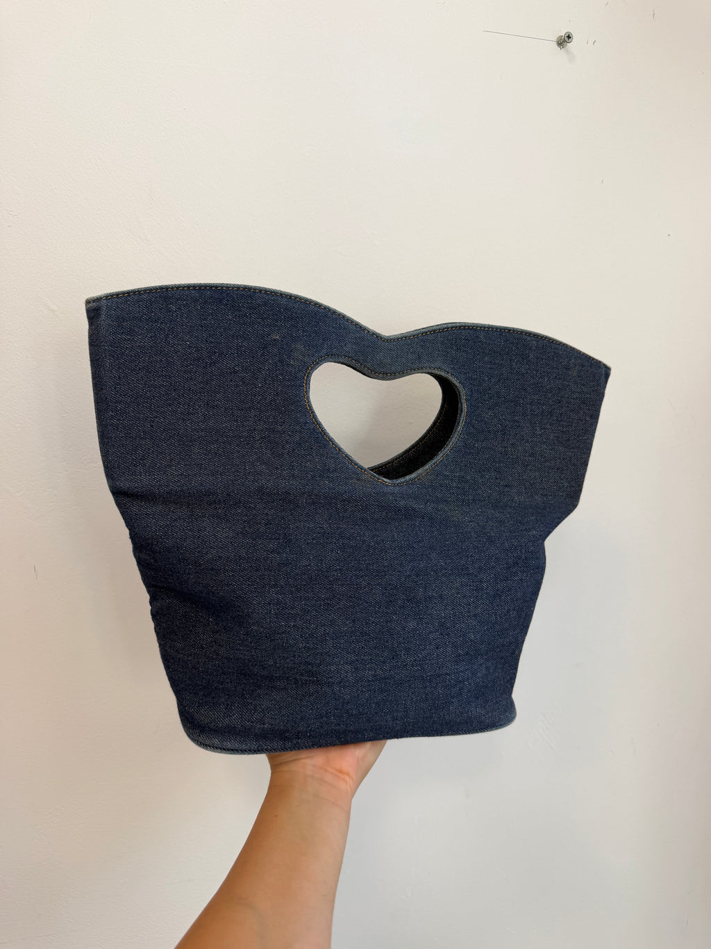 Denim Heart Clutch Bag