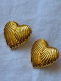 Chunky Gold Colored Heart Earrings
