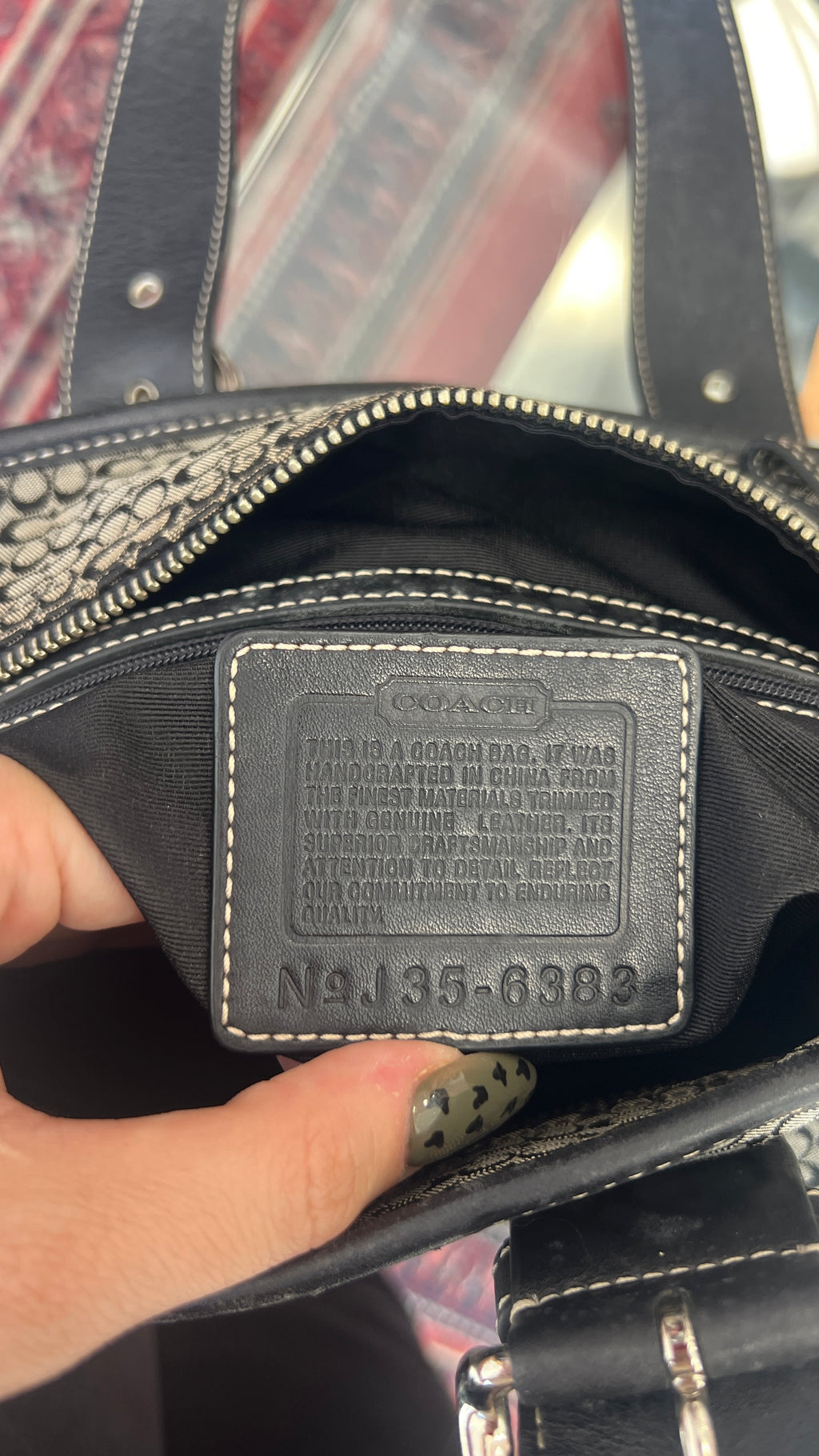 Coach Canvas Mini C Tote in Black-Grey Monogram