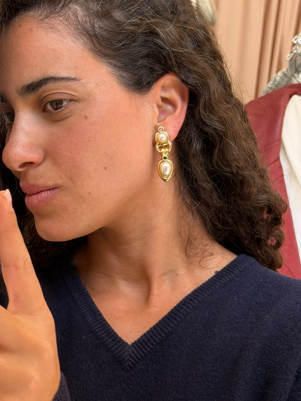 Faux Gold And Pearls Special Earrings