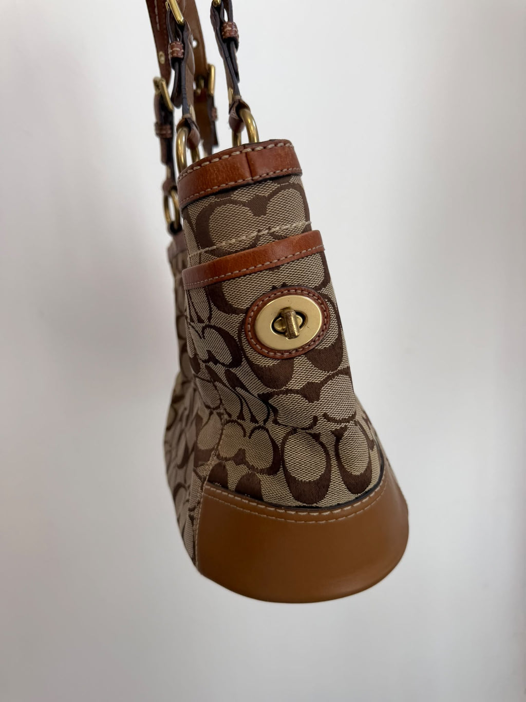 Coach Gallery Signature Canvas Turnlock Tote Bag