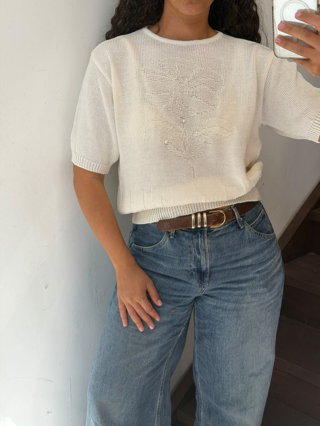 Short Sleeve Knit Sweater Size M