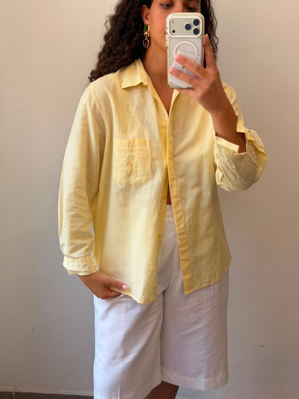 Light Yellow Roccobarocco long sleeve bottom-up L