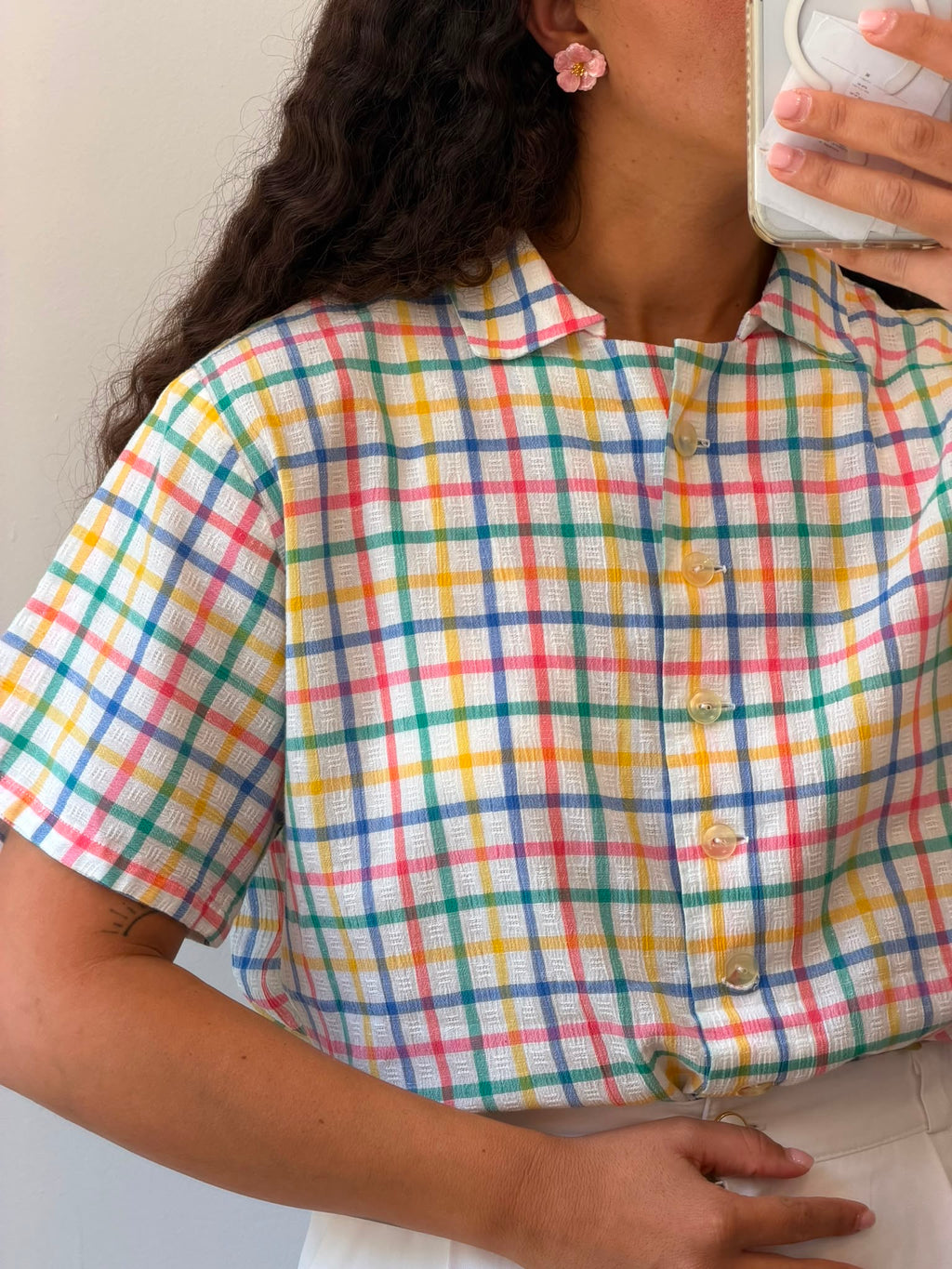 Checkered Botton-up short sleeve shirt L-Xl