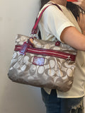 Coach Poppy Handbag with Gold and Red