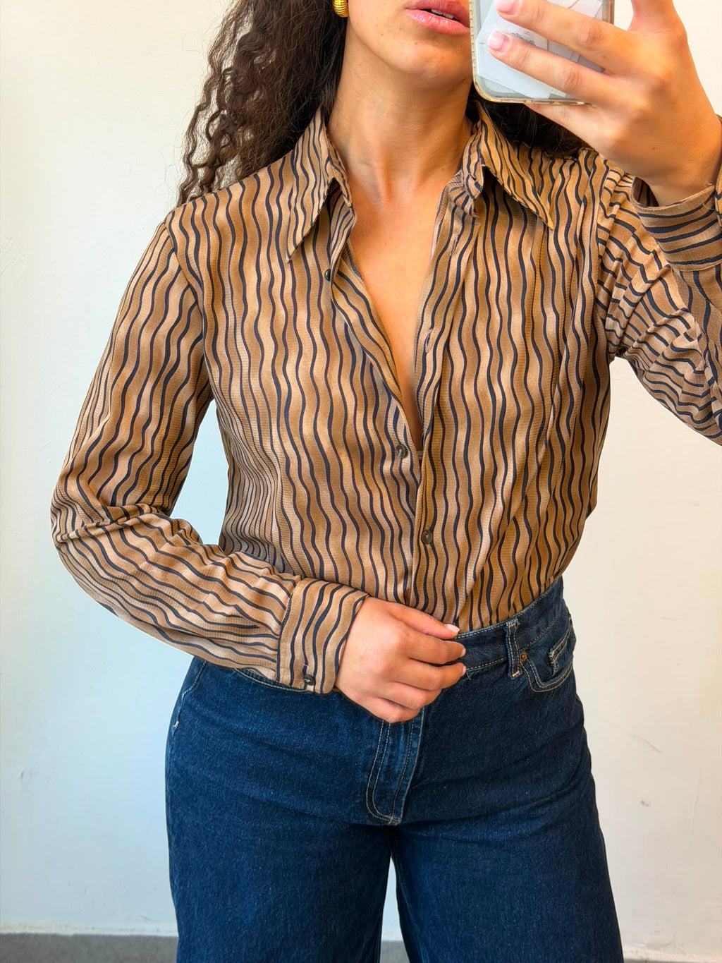 Benneton Bottom-up shirt in Brown M-L