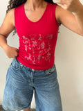 Red v-neck tank top size XS
