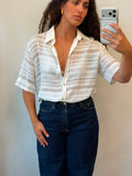 See Through Bottom-up shirt in white L