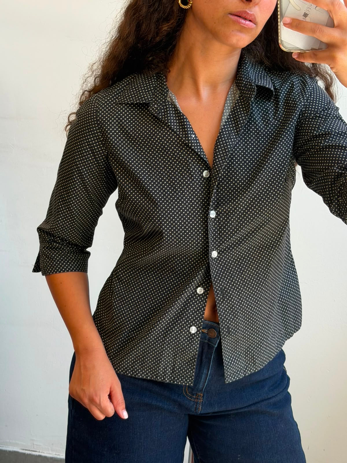 Dotted Botton-up long shirt M