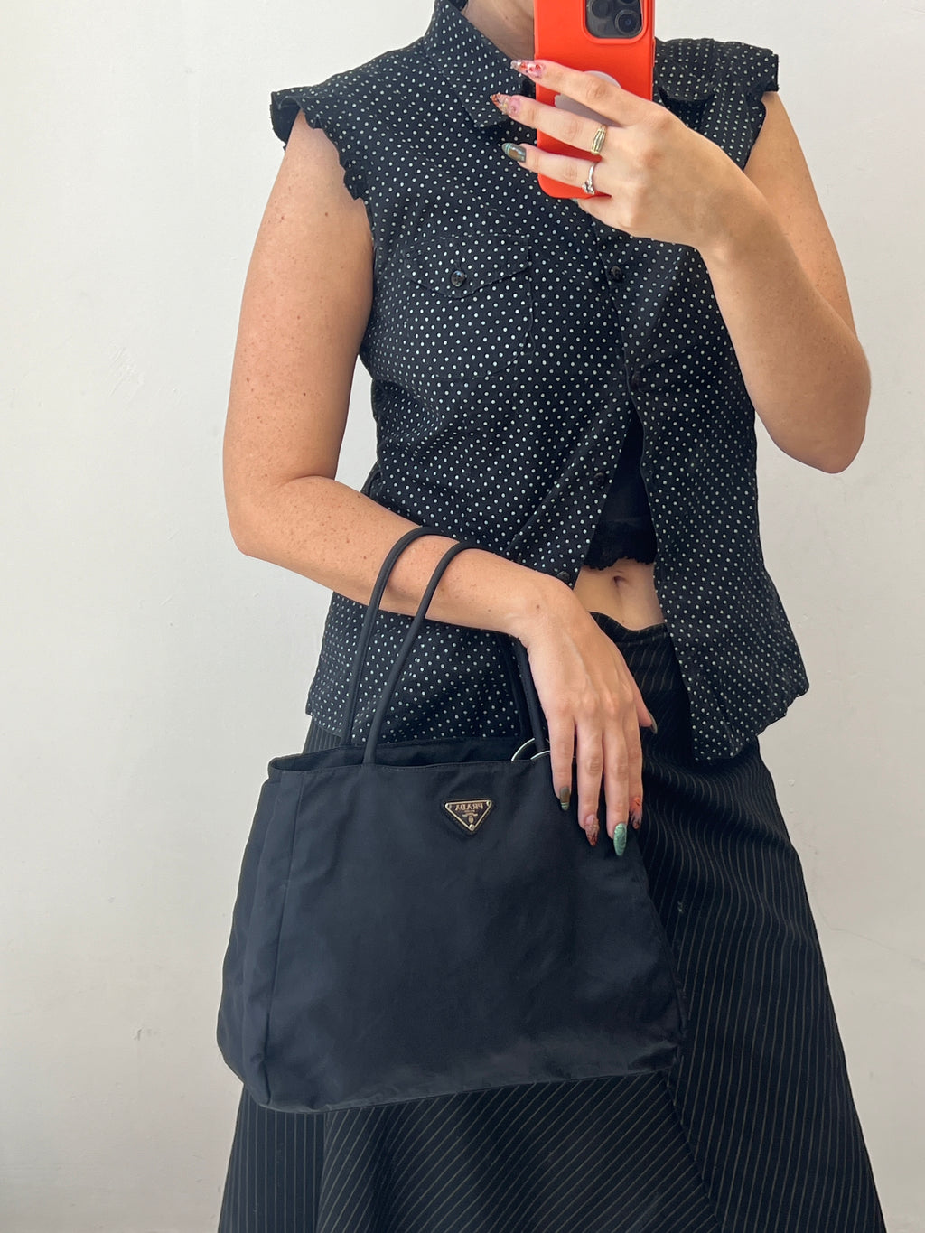 Vintage Prada Black Tessuto Nylon Tote Bag