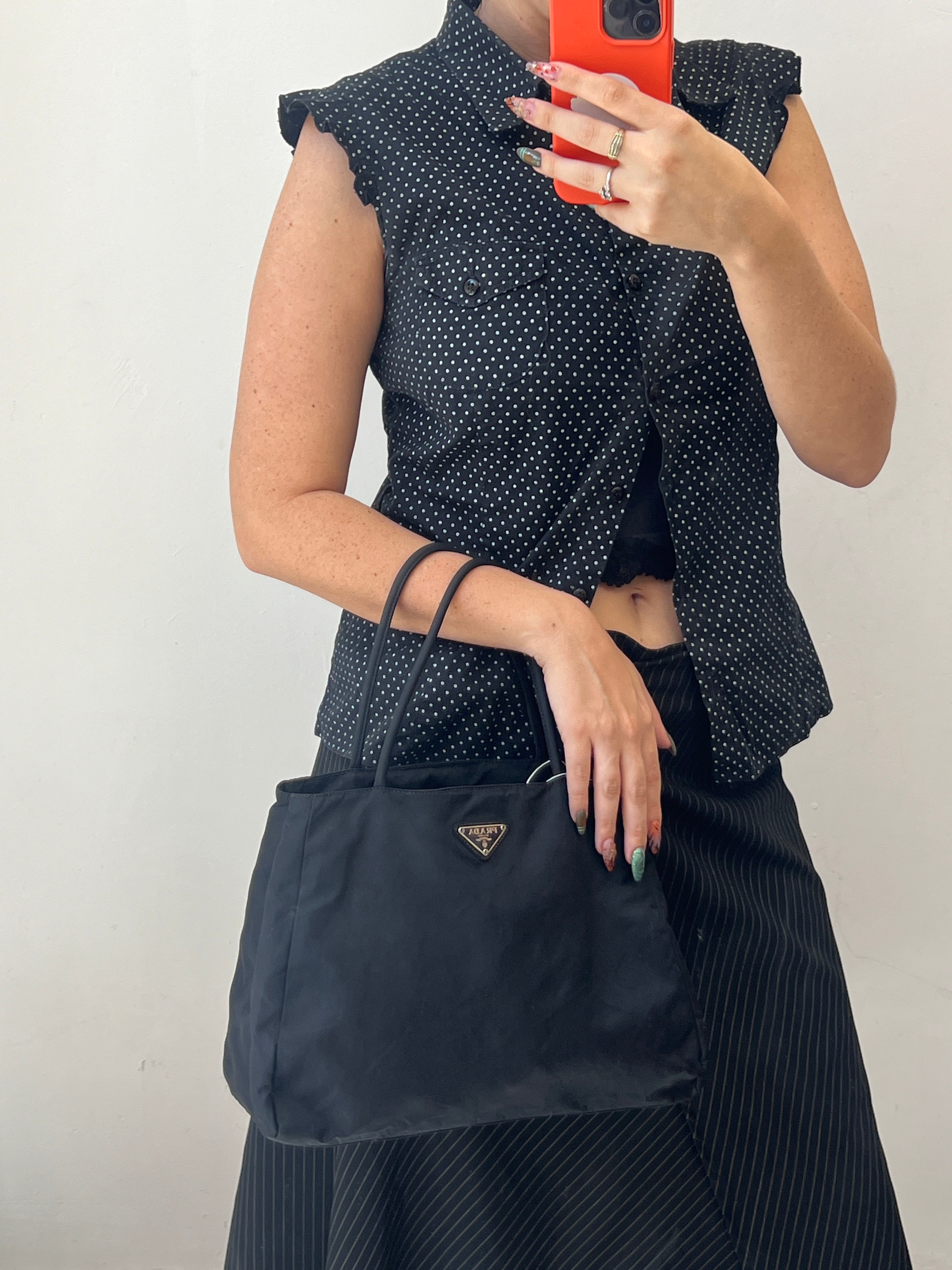 Vintage Prada Black Tessuto Nylon Tote Bag