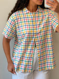 Checkered Botton-up short sleeve shirt L-Xl