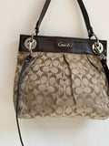 COACH Signature Taylor Pleated Tote Bag Beige & Silver Hardware