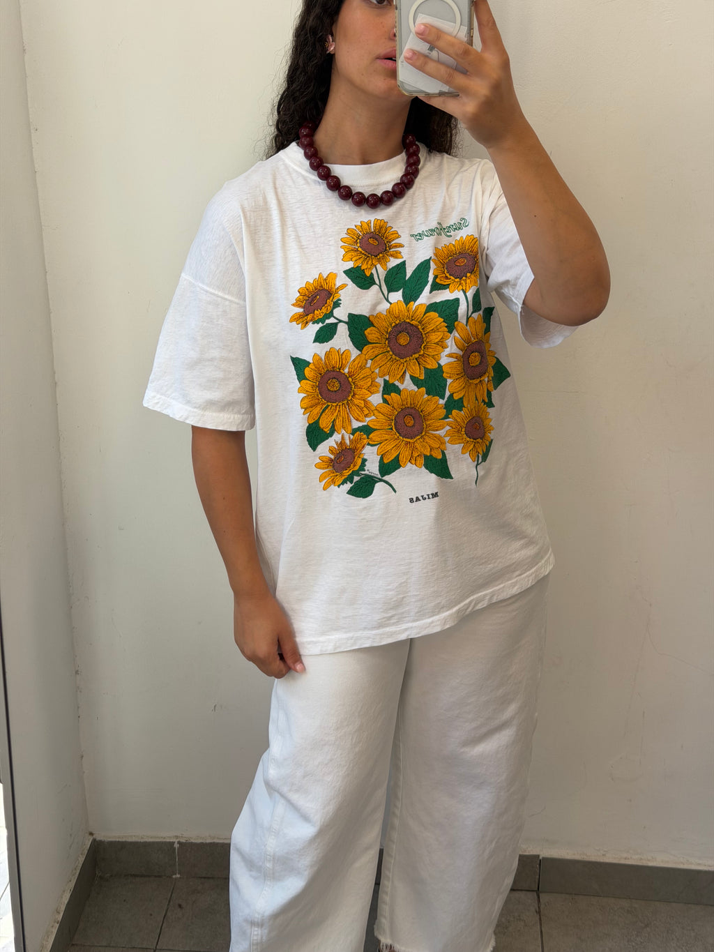 Sunflower White T-Shirt in Red L