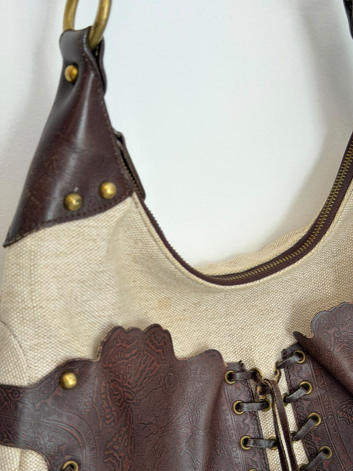Paul Smith Canvas And Leather Lace-Up Hobo Bag
