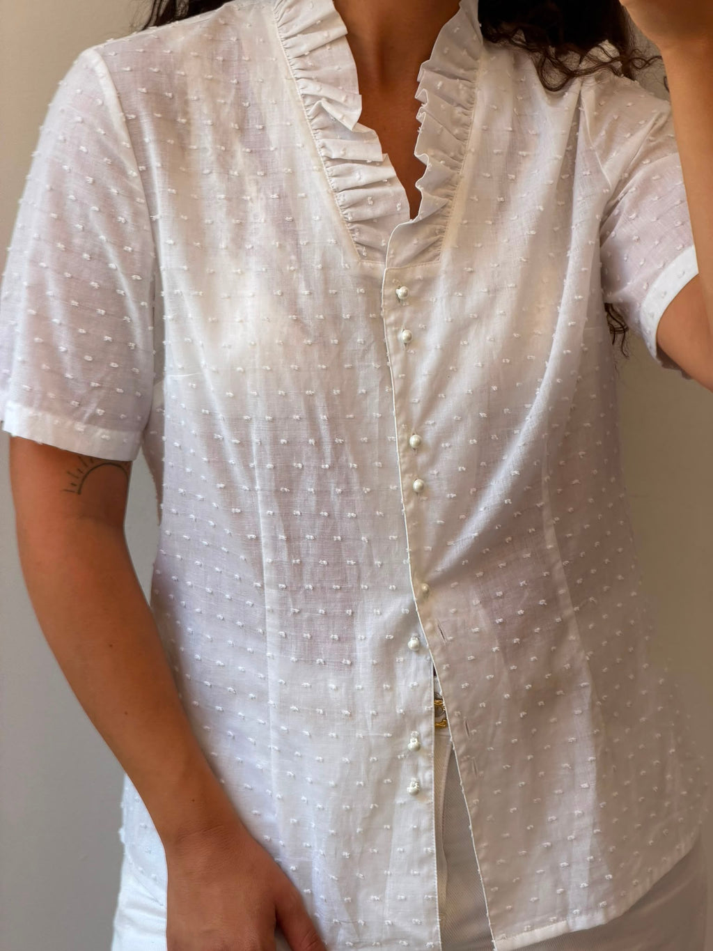 Cotton Botton-up shirt in white M