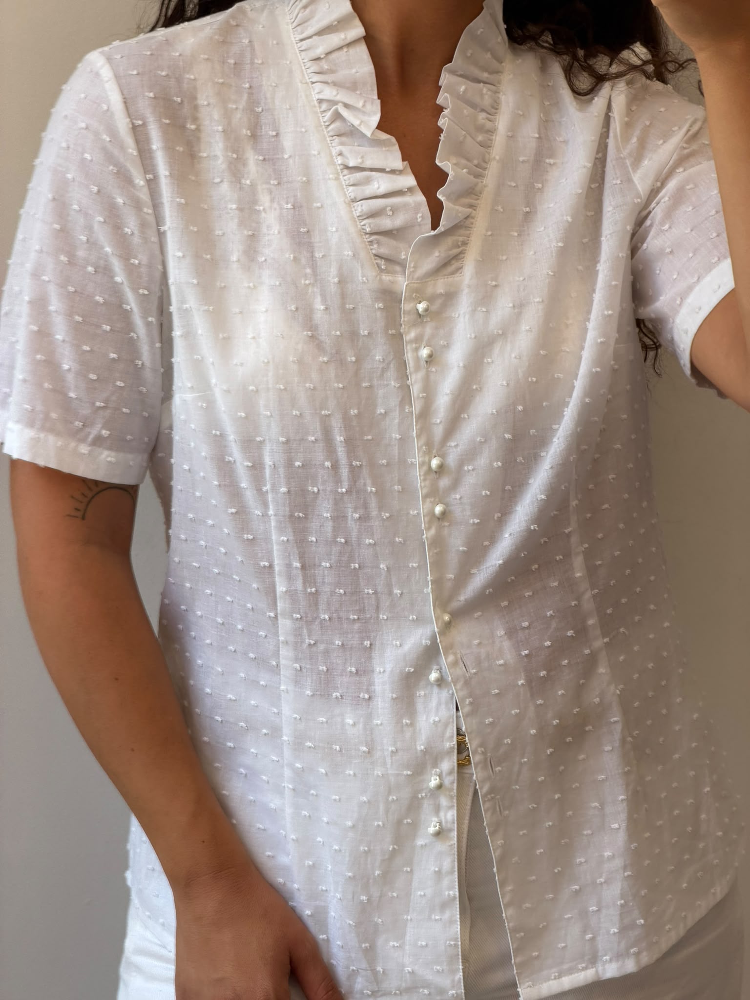 Cotton Botton-up shirt in white M