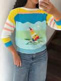 Sailboat Knit Sweater Size M