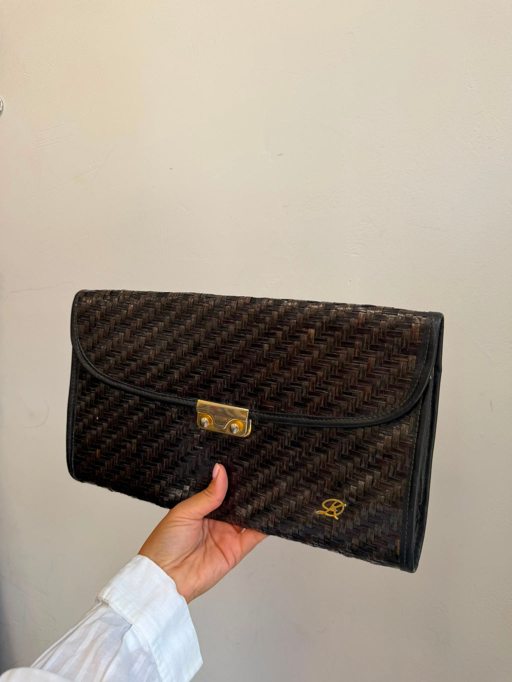 Chocolate Brown Clutch Straw-like