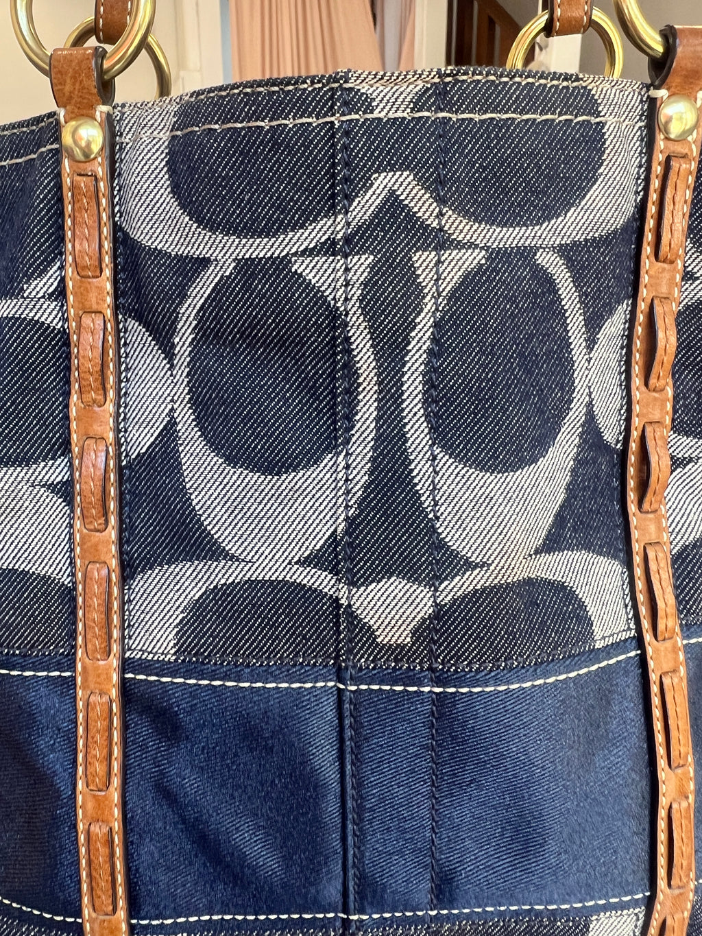 Coach Striped Legacy Denim Signature Tote