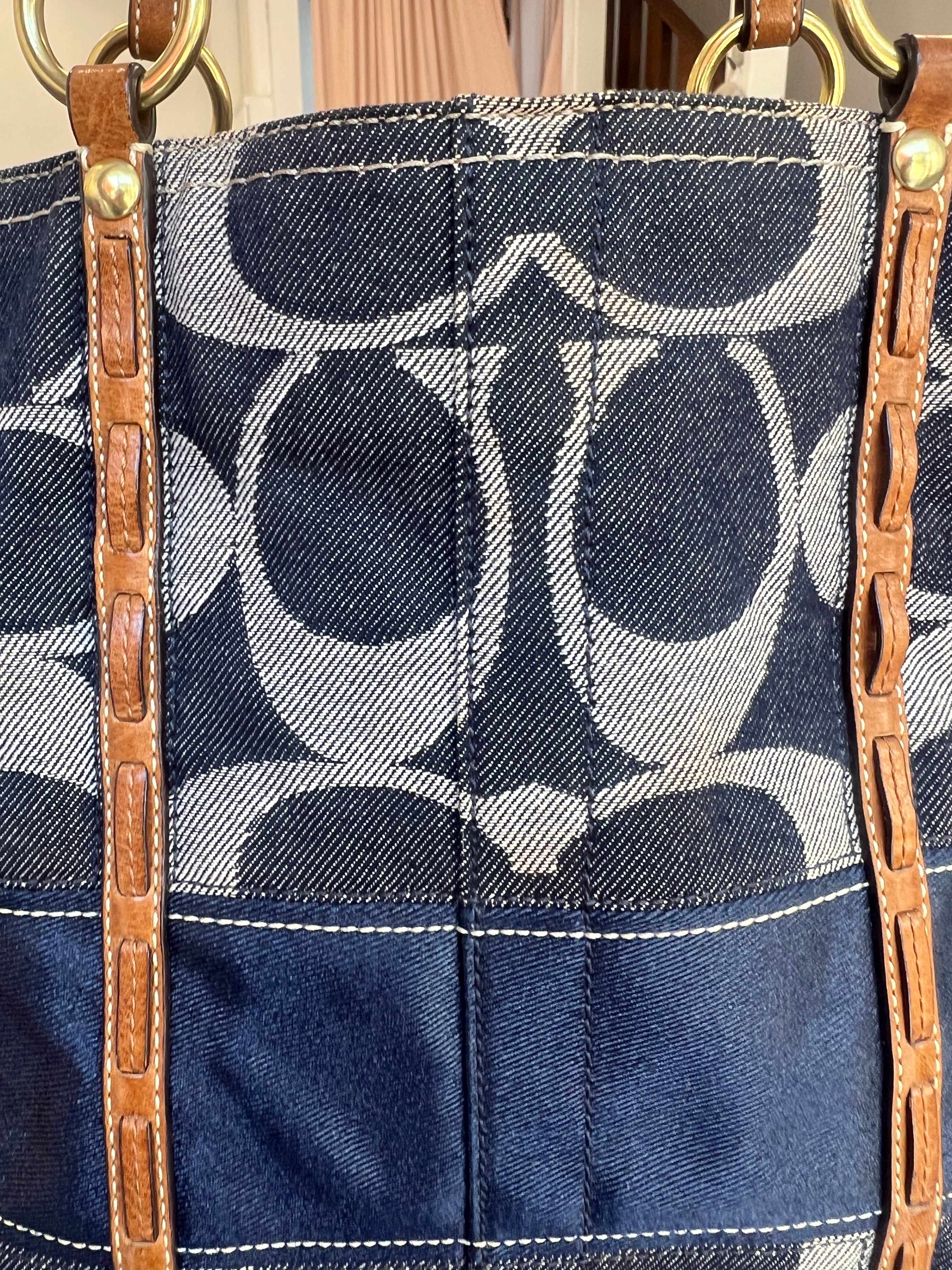 Coach Striped Legacy Denim Signature Tote