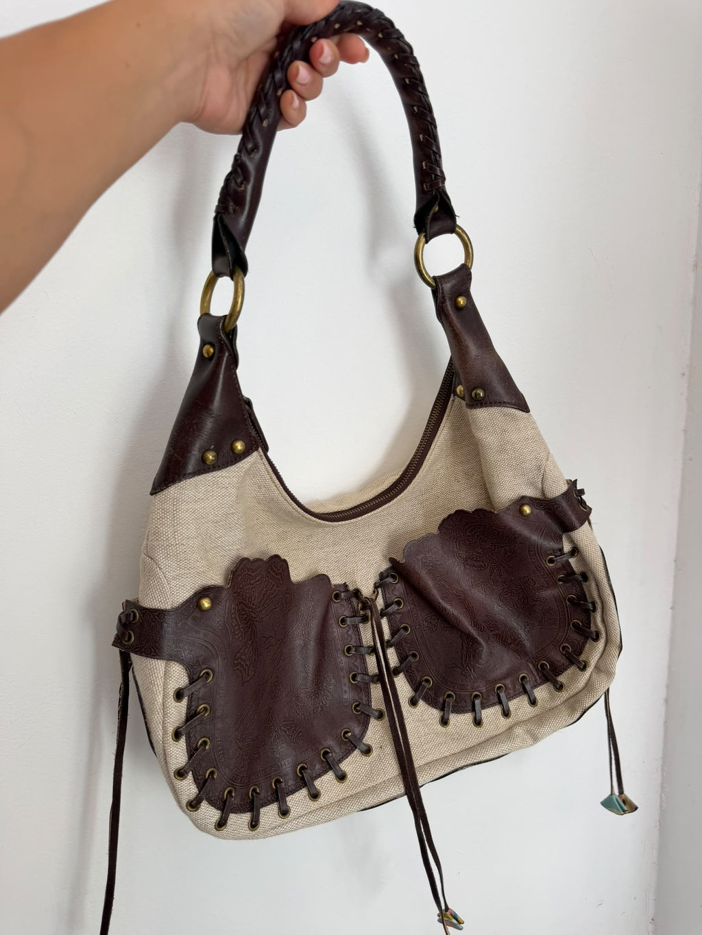 Paul Smith Canvas And Leather Lace-Up Hobo Bag