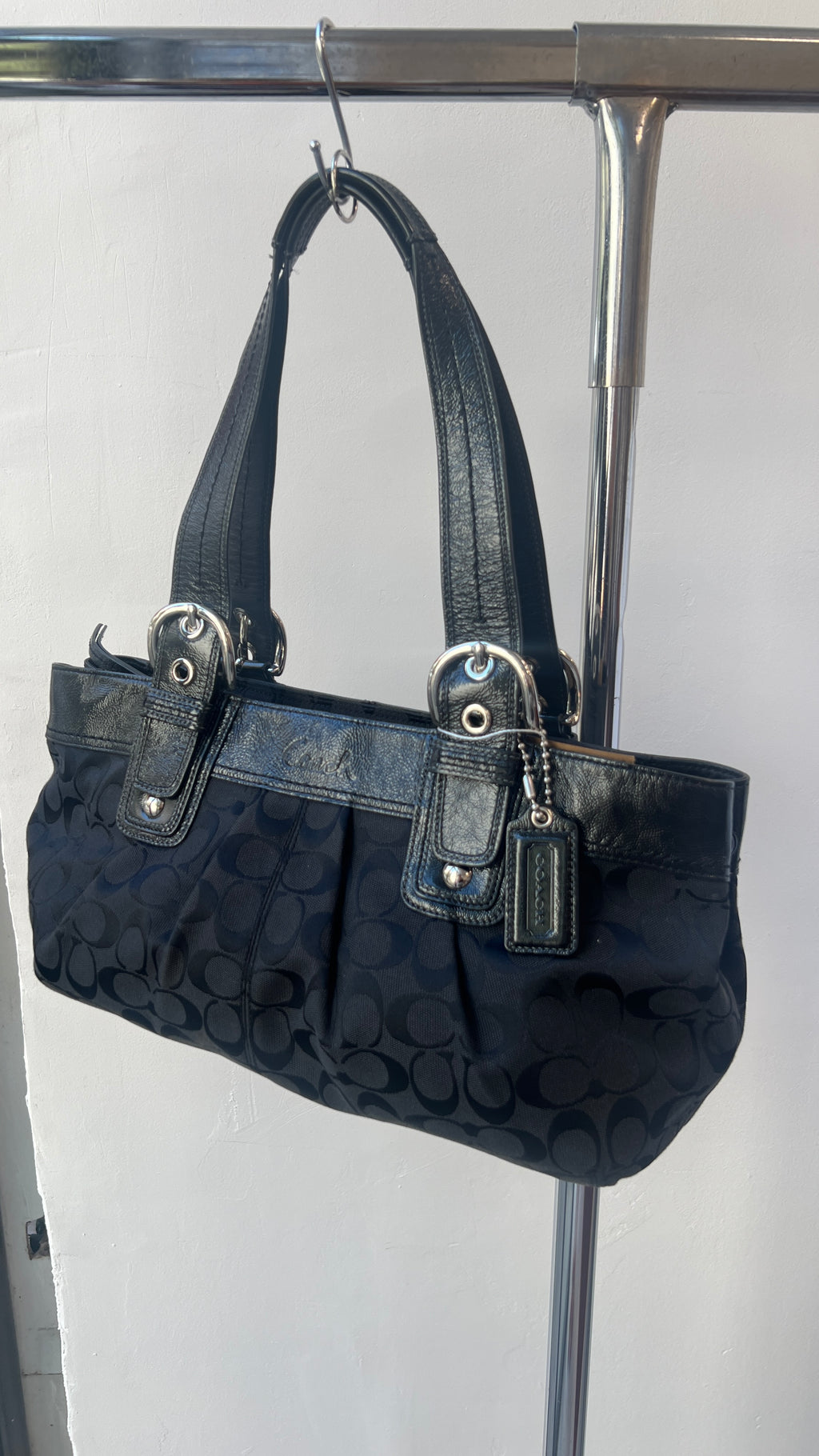 Coach Signature Pleated Shoulder Bag