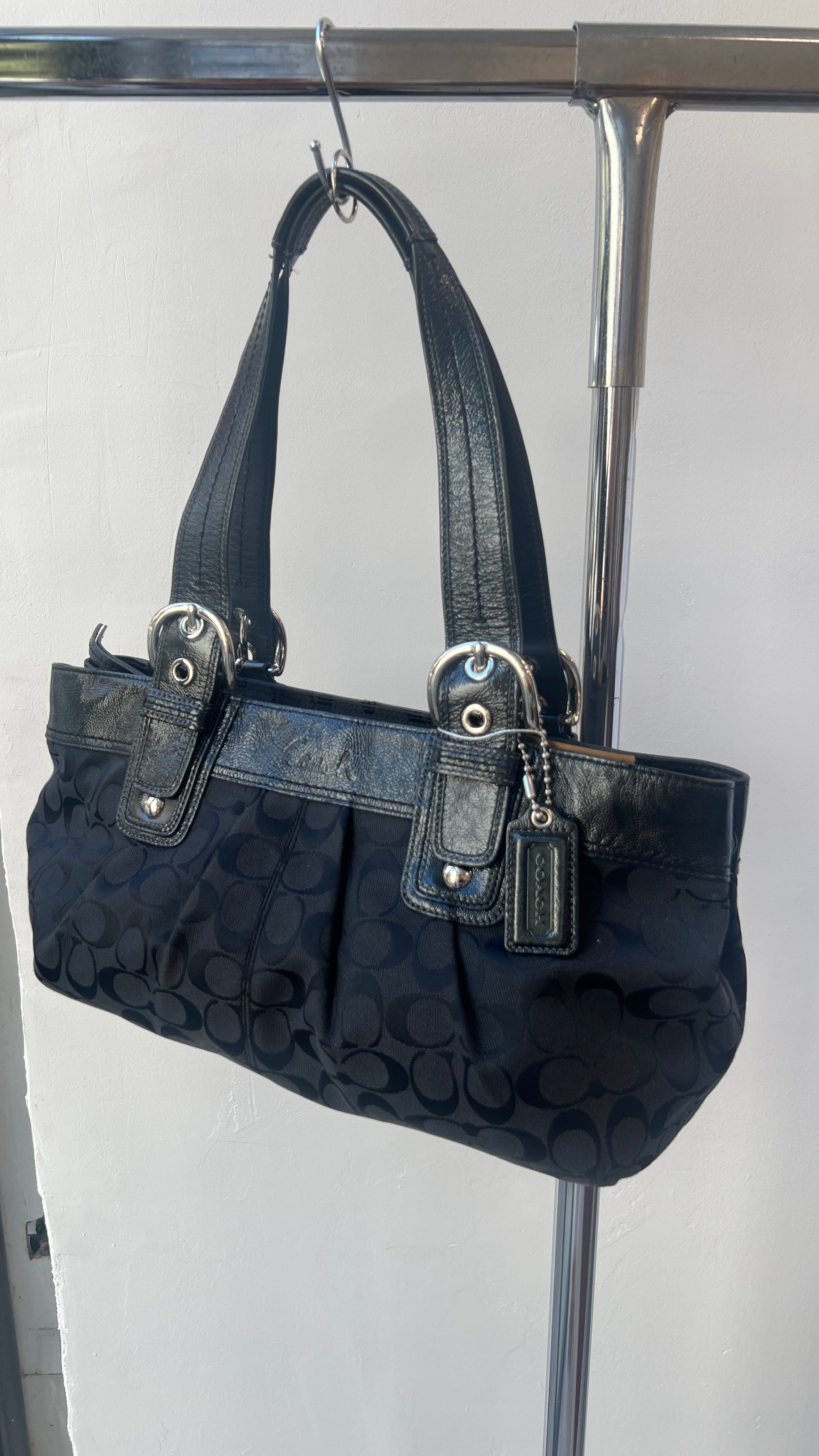 Coach Signature Pleated Shoulder Bag