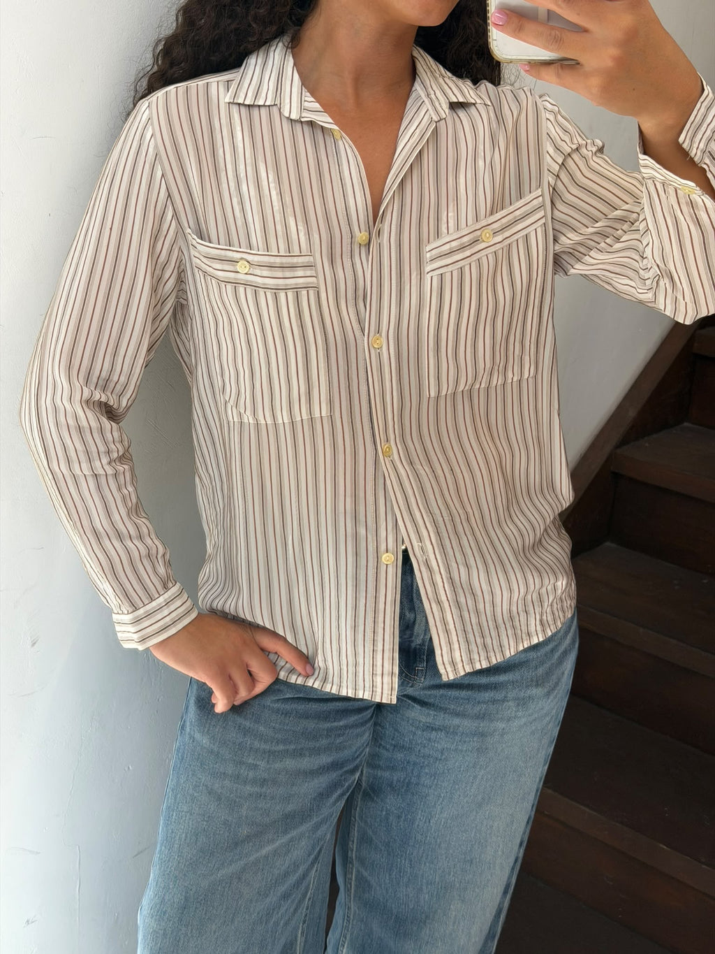 Striped Button Up Shirt Size M