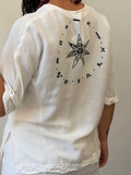 Linen Botton-up shirt in white L