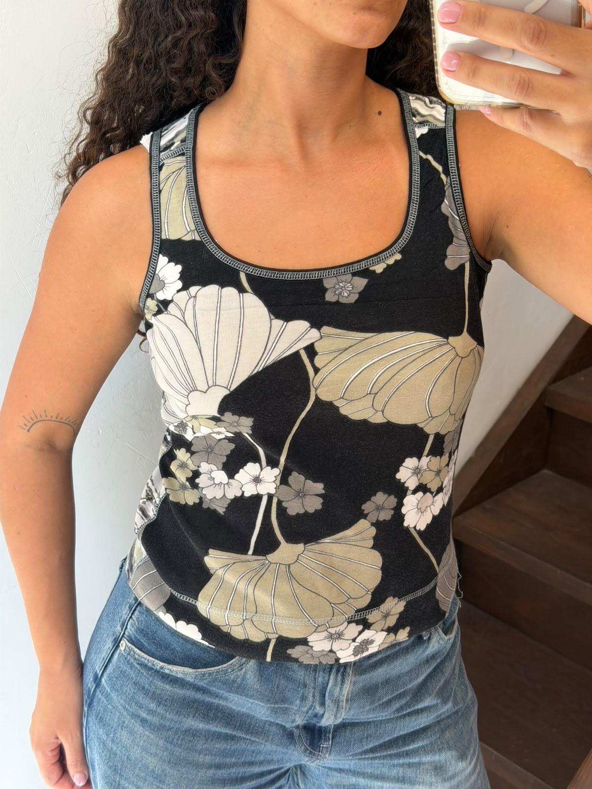Floral and Abstract Pattern Graphic Tank Top Size S