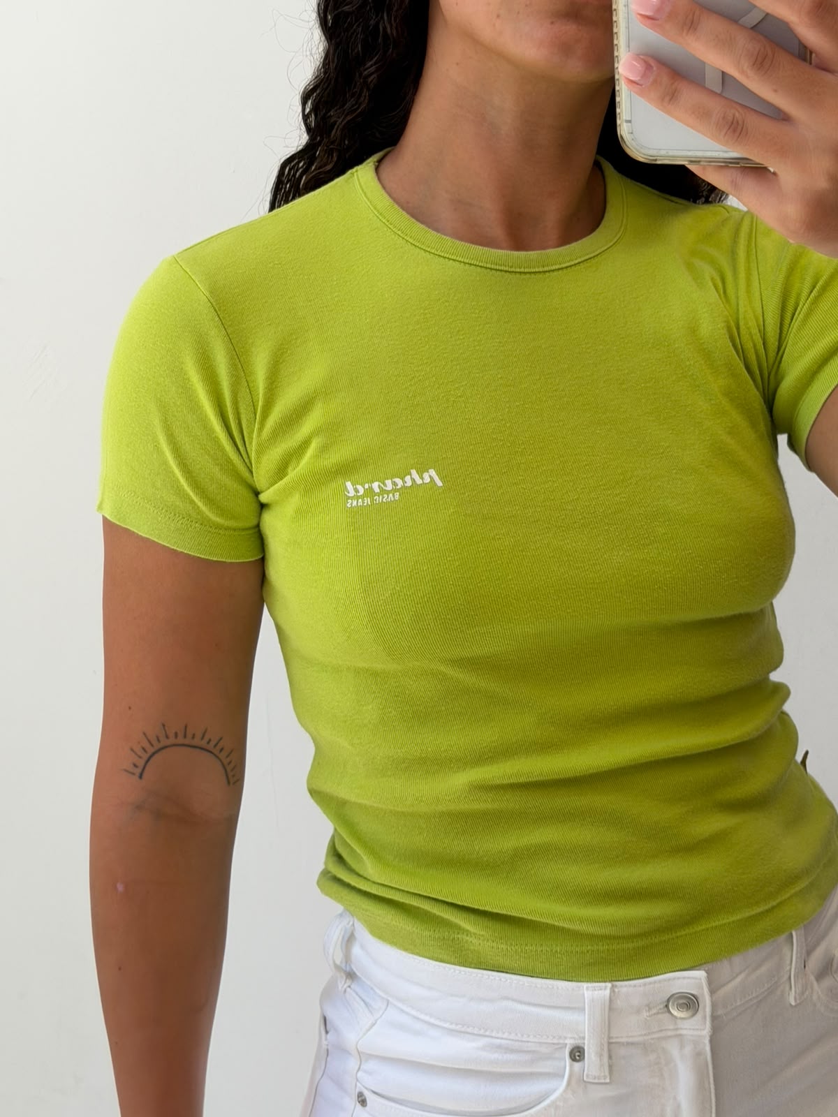 Neon green baby tee size S