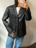 Black Leather Blazer Jacket Size L