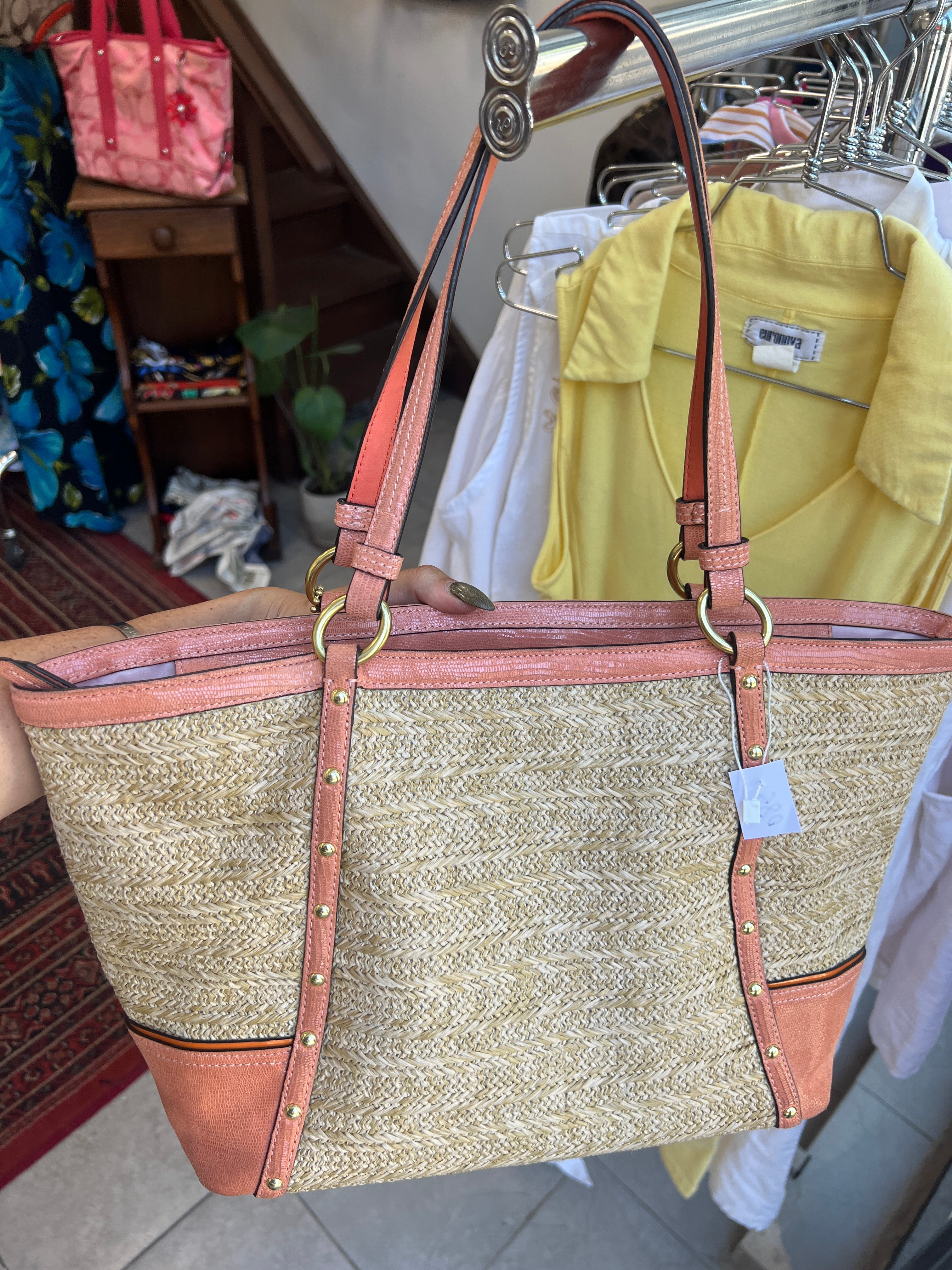 Coach Tote Straw Bag with Orange