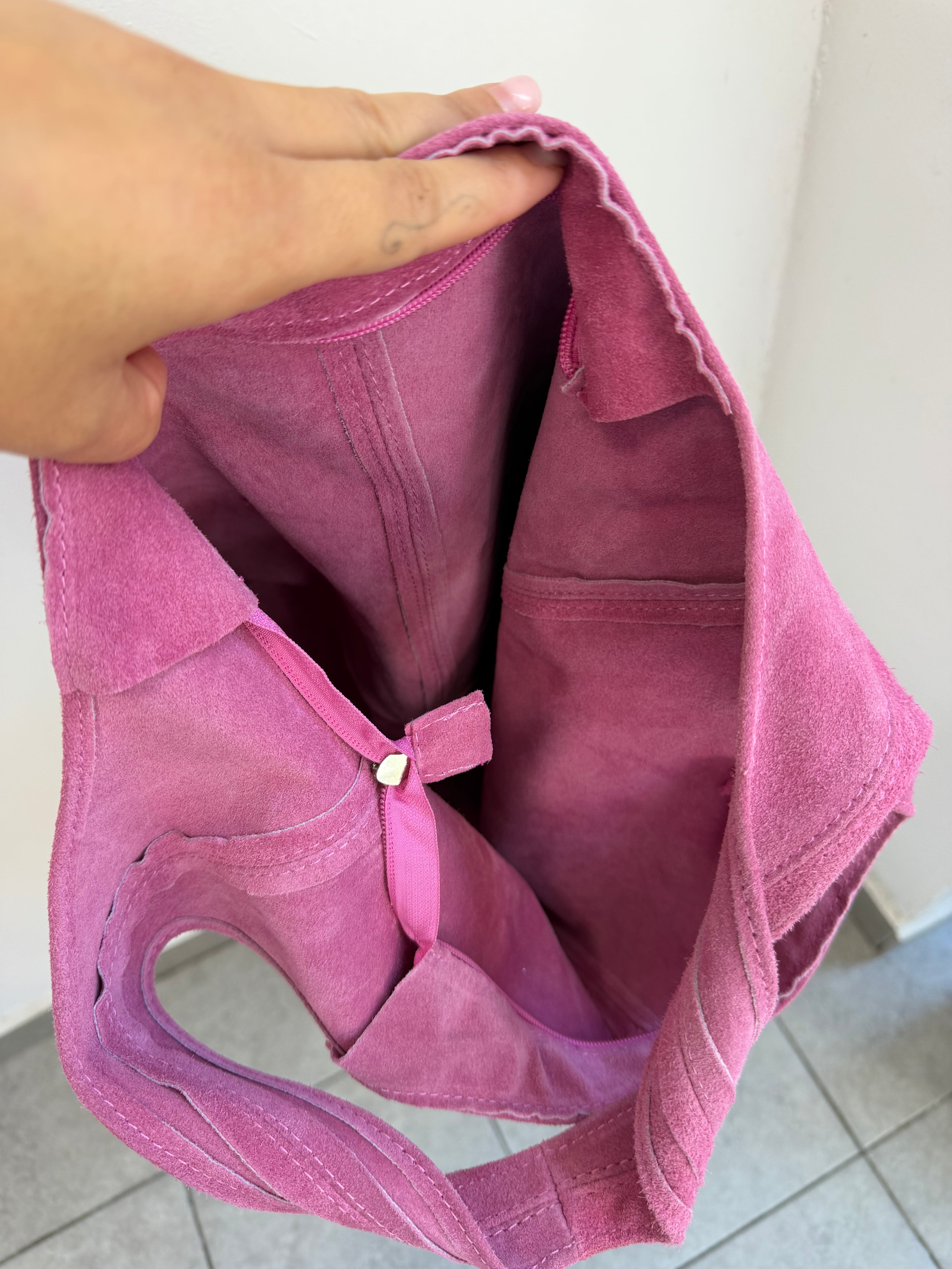 Pink Suede Tote Bag