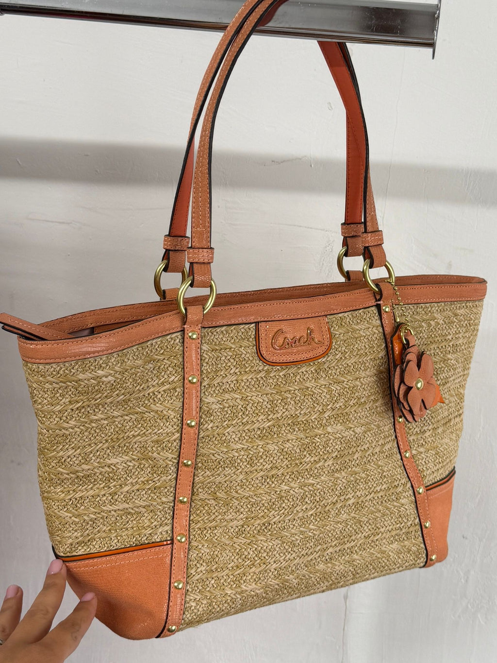 Coach Tote Straw Bag with Orange