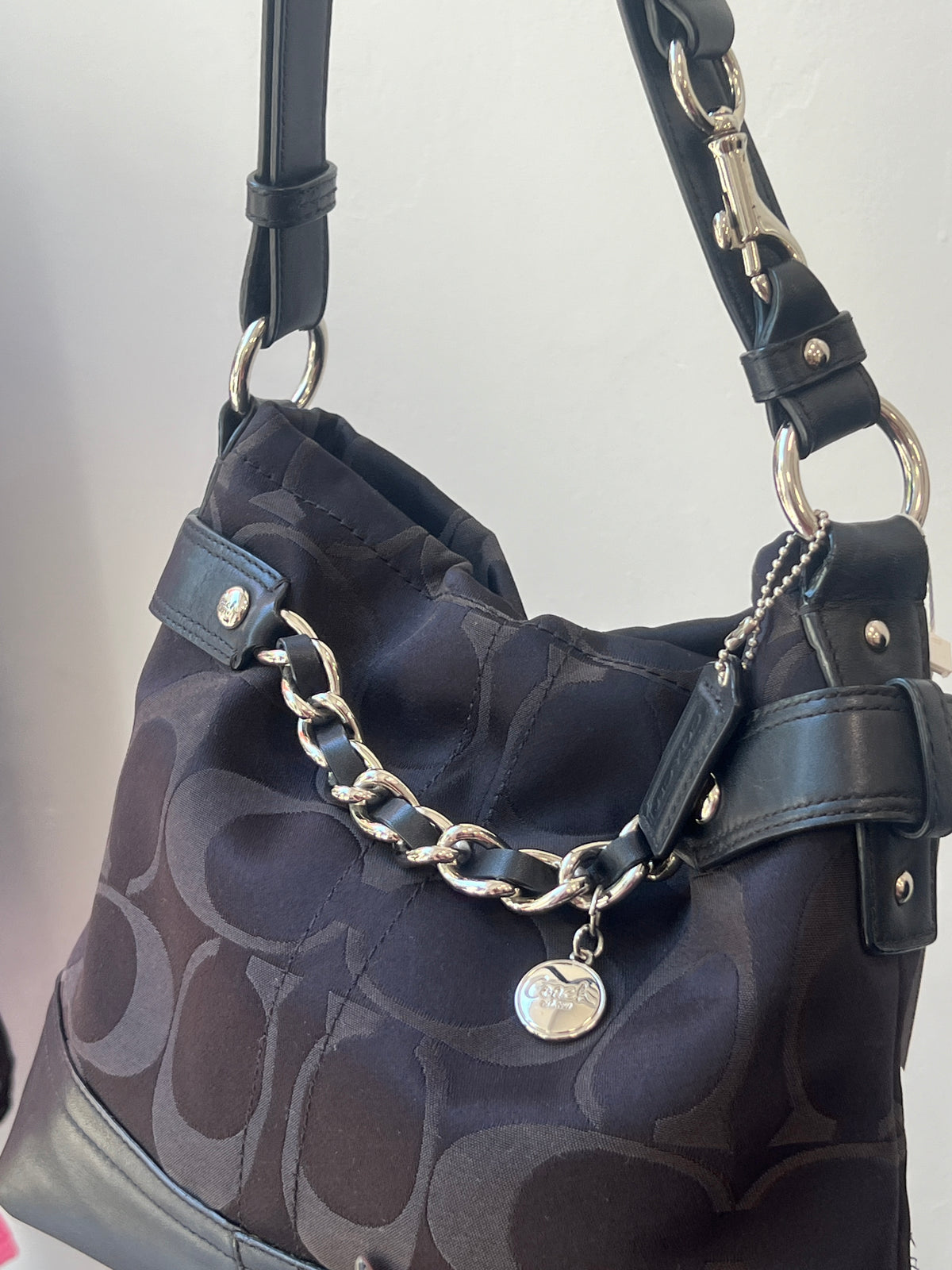 Coach Black Signature Canvas Shoulder/Crossbody Bag