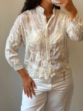 Botton-up see through long sleeve in white S-M