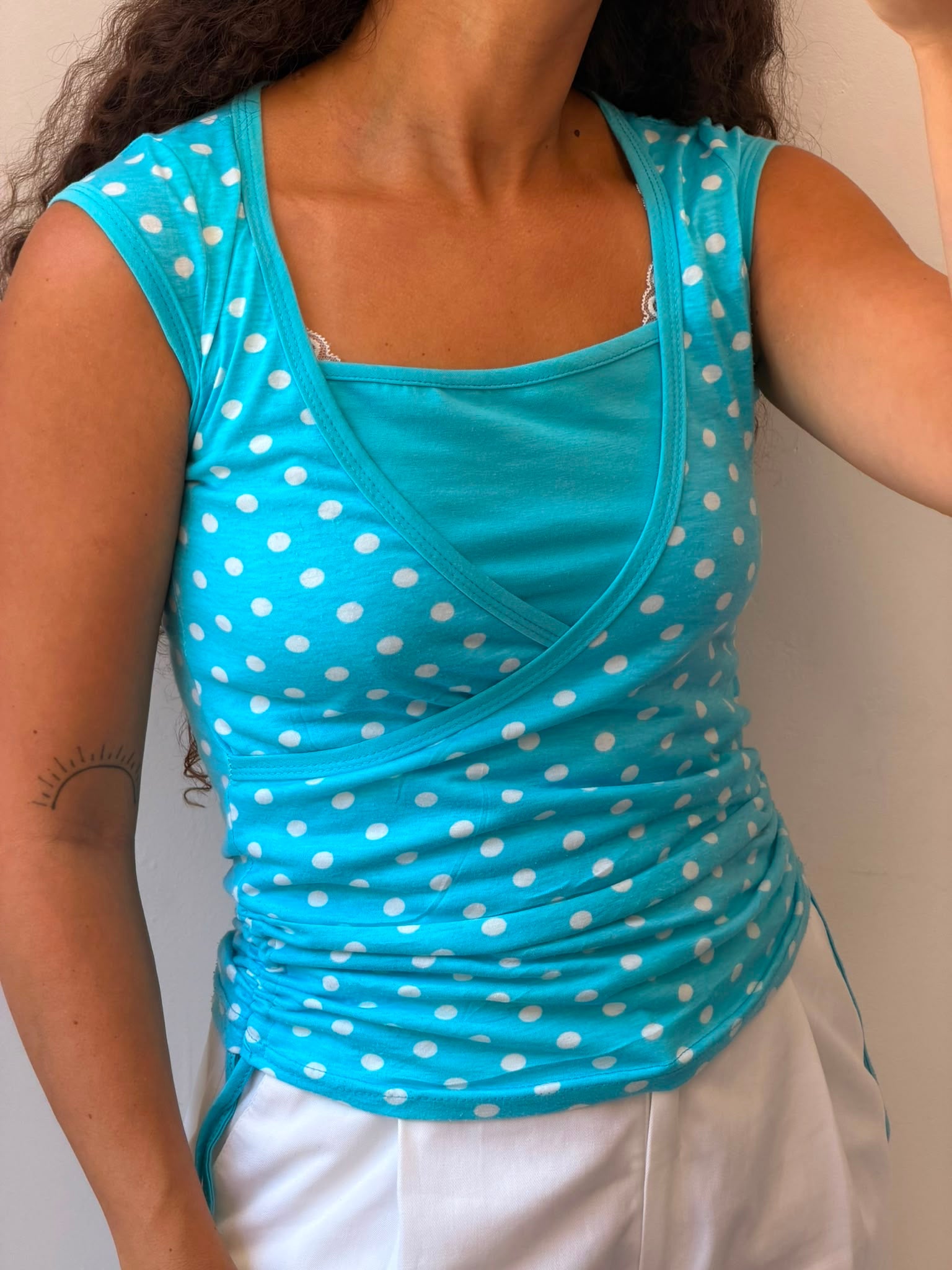 Light Blue Y2K dotted top M